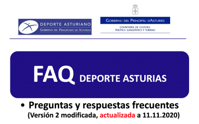 Actualización de la Guía de Preguntas frecuentes del Deporte en Asturias ante el covid-19